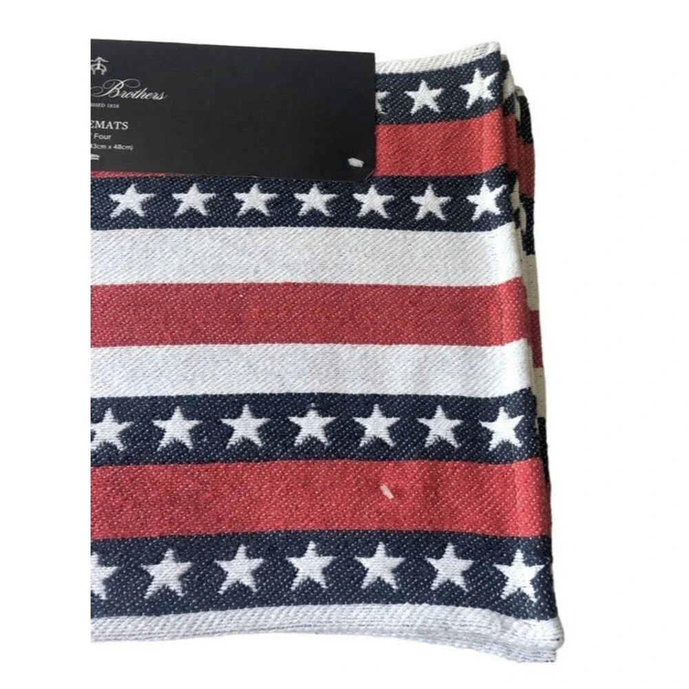 Brooks Brothers Placemats Set of 4 Patriotic 4th of July Summer Stars Stripes